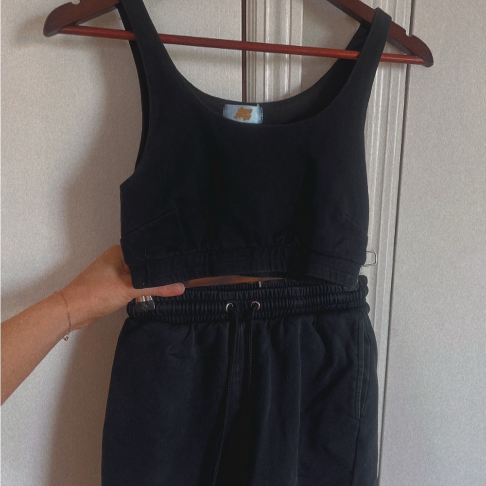 Black Crop Top and Jogger Set